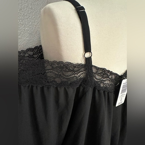 Torrid Elegant Women's Chiffon Black Off-Shoulder 3/4 Sleeve Lace Top Blouse, NW - Picture 11 of 12